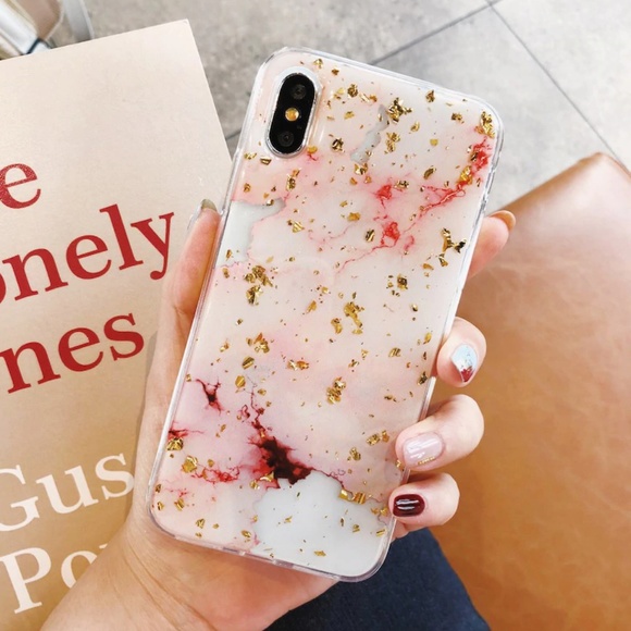 NEW iPhone X/XS Gold & Pink Foil Marble Case